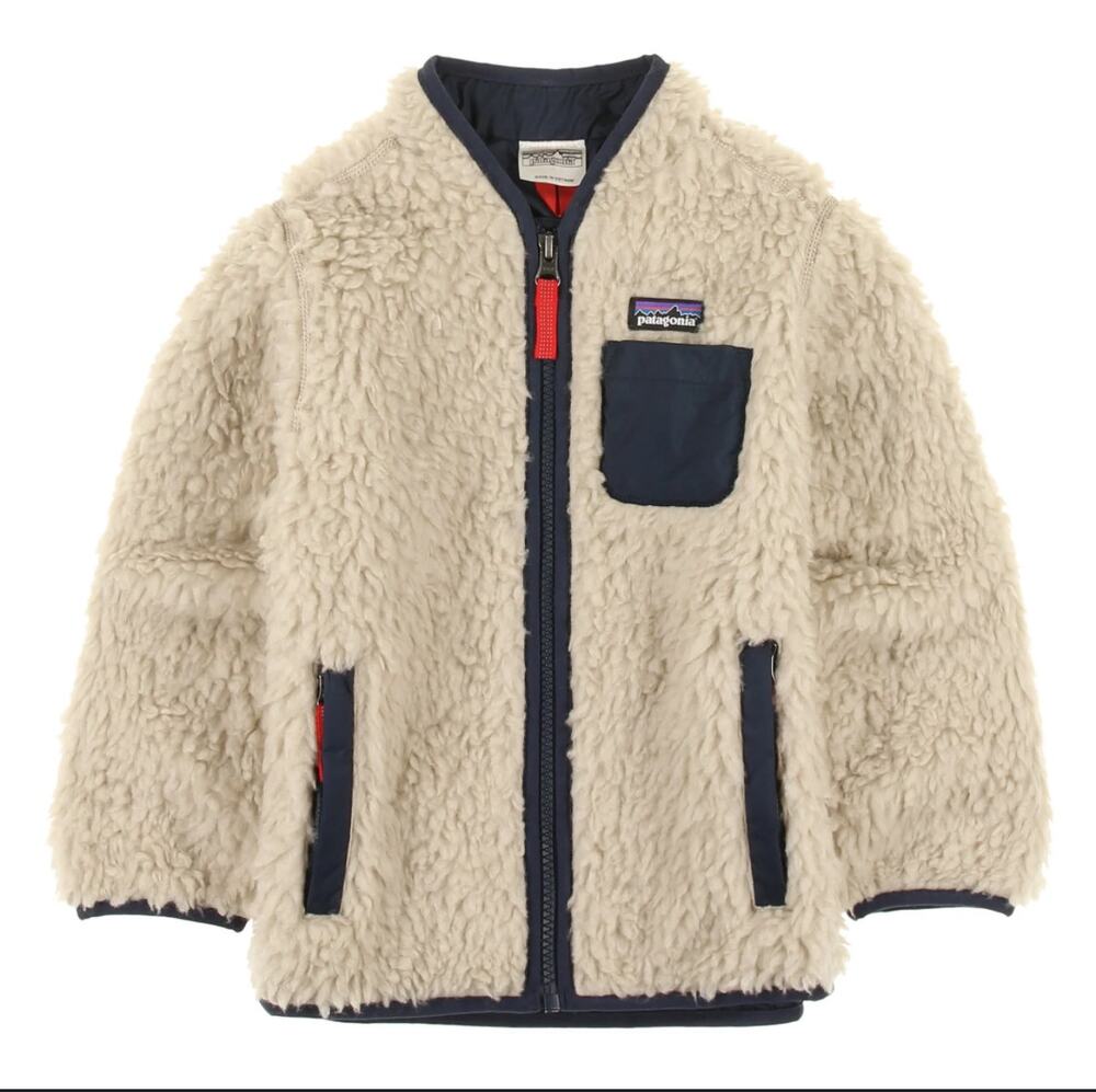 Patagonia Retro-X Jacket Worn Wear Navy Beige Sherpa jacket Toddler boys 3T NEW